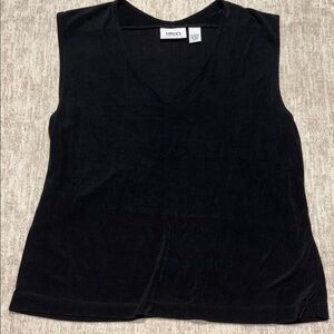 XL 16 Chico's sz 3 Travelers microribbed no iron v neck flowy tank black